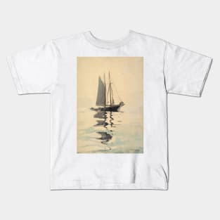 Two-Masted Schooner with Dory by Winslow Homer Kids T-Shirt